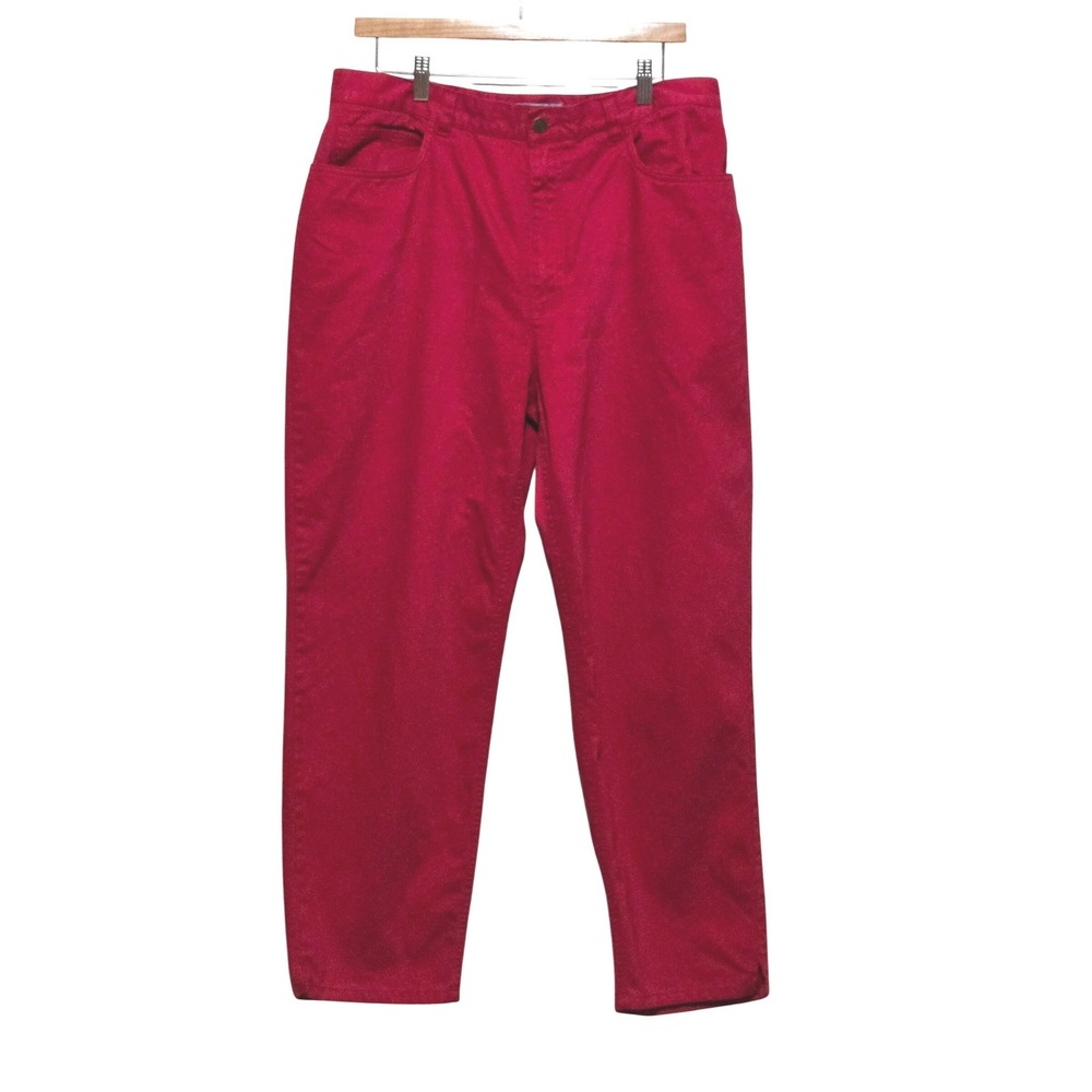 Vintage, Jones Jeans, Women's Red Straight Leg 100% Cotton Pants High Rise Sz 14